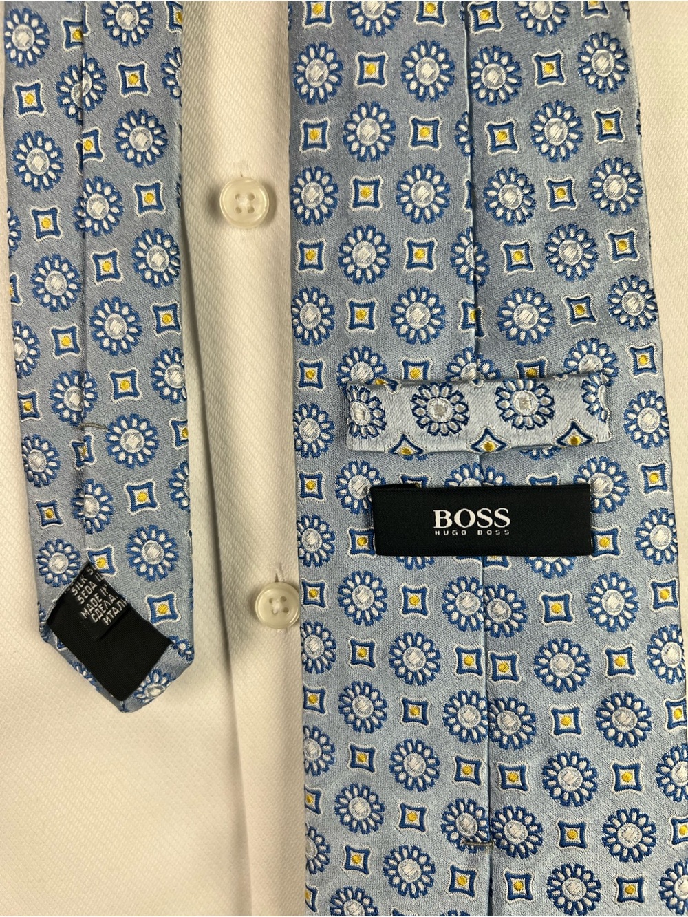 Hugo Boss Blue Floral Motif Dress Shirt